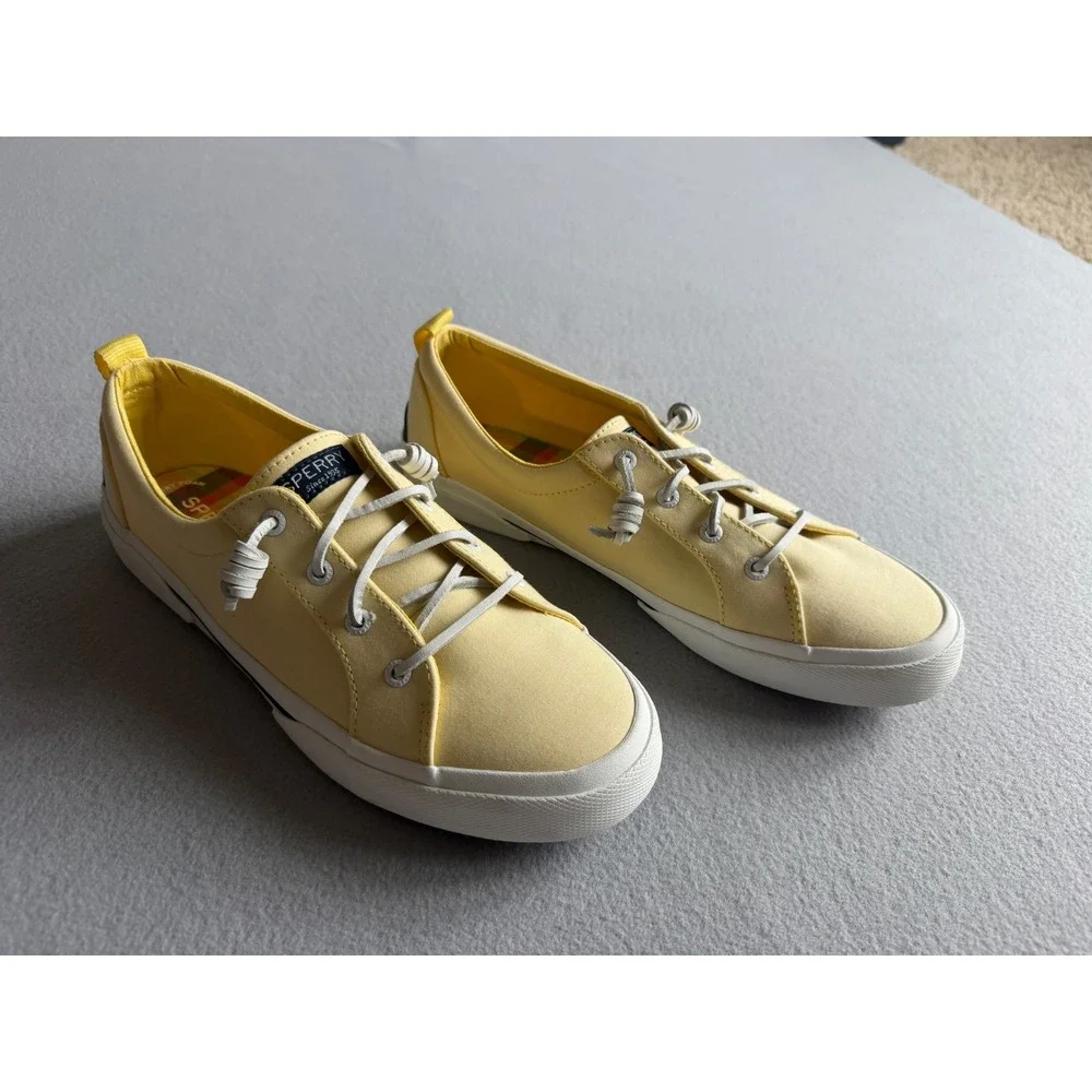 Sperry Crest Vibe Yellow Canvas Sneakers Womens 9.5 Low Top Shoes
